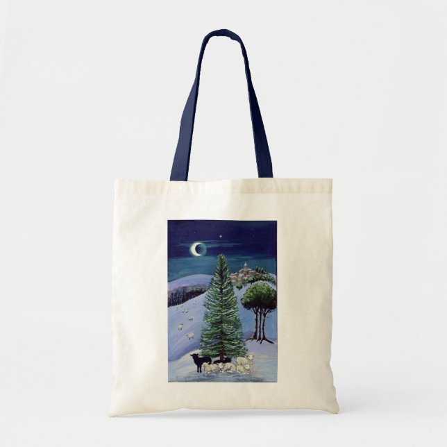 Bolsa Tote Carneiros em uma paisagem do inverno (Frente)