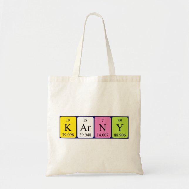 Bolsa Tote Carny com nome de mesa periódica tote saco (Frente)