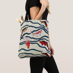 Bolsa Tote Carpa Colorida Art Deco Natação Decoração Marinha