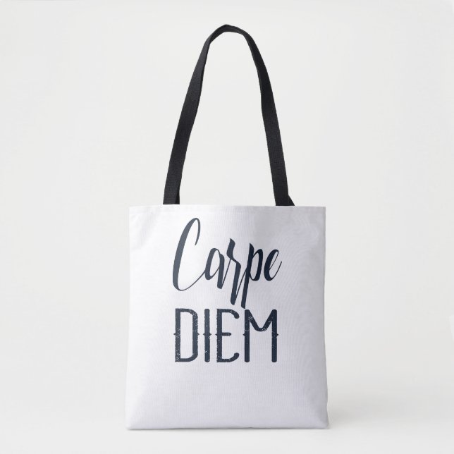 Bolsa Tote Carpe Diem Seize O Dia Preto (Frente)