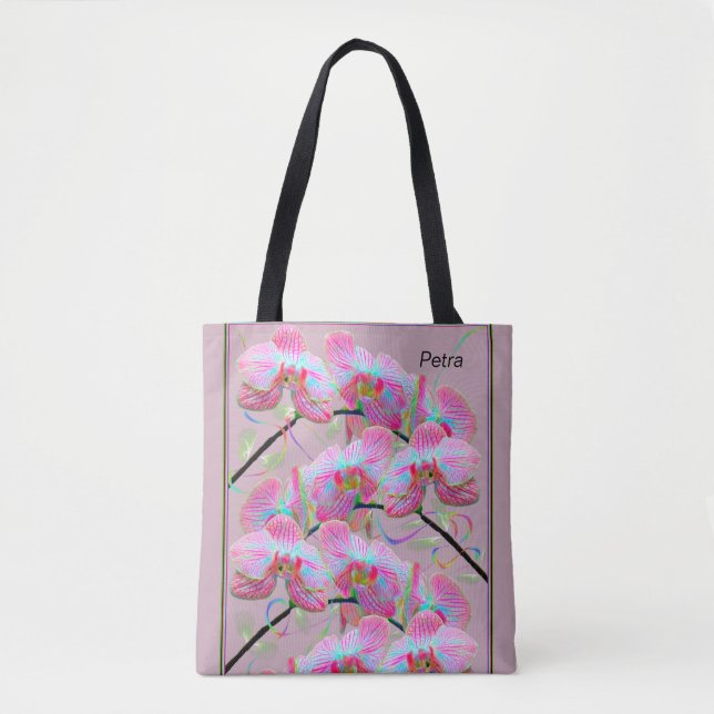 Bolsa Tote Carregando grande com orquídeas brilhantes (Frente)