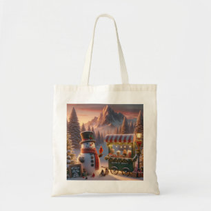 Bolsa Tote Carrinho de Chocolate Quente de Snowman na Wonderl