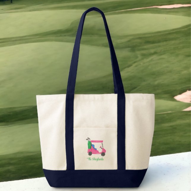 Bolsa Tote Carrinho de Golfe Rosa Chique Personalizado (Criador carregado)