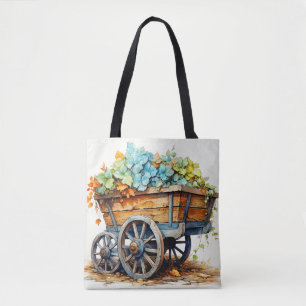 Bolsa Tote Carrinho de Mão Cheio de Várias Flores Silvestres