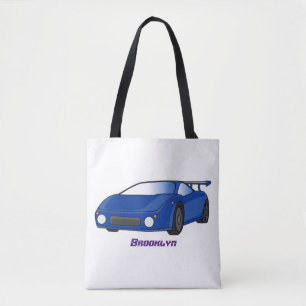 Bolsa Tote Carro desportivo azul com ilustração de airfoil