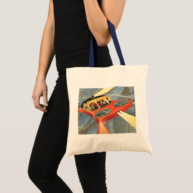 Bolsa Tote Carro Voador Ficção Científica Vintage (Frente (produto))