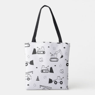 Bolsa Tote Carroçaria com Padrão de Veículos de Construção -