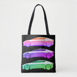 Bolsa Tote Carros Esportivos Elegantes em Cores Intensas Estã