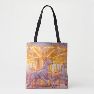 Bolsa Tote Carrossel Encantado: Cena Caprichosa de Conto de F