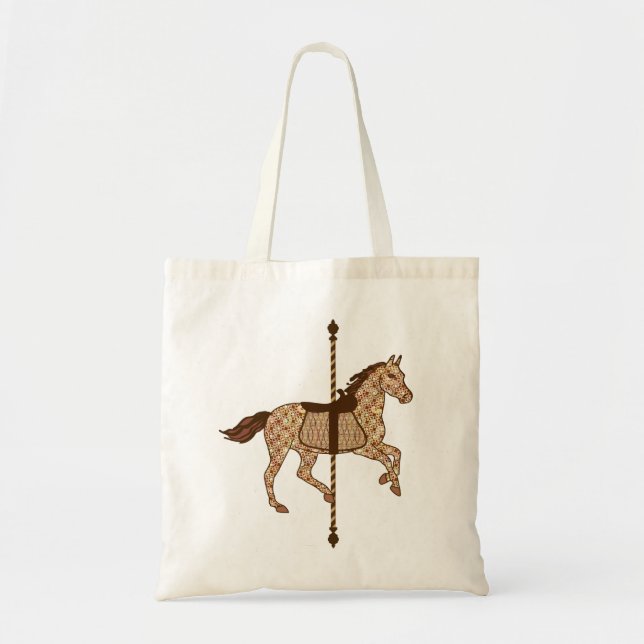 Bolsa Tote Carrossel Horse - Castanho-chocolate e bronzeado (Frente)