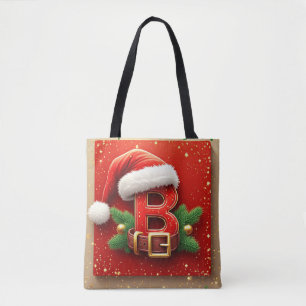 Bolsa Tote Carta de Natal B Com Coroa de Pinheiro Estilo de F