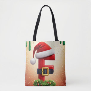Bolsa Tote Carta F de Santa com Acento de Grinalda de Natal �