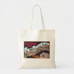 Bolsa Tote Carta Postal San Antonio Texas TX Vintage