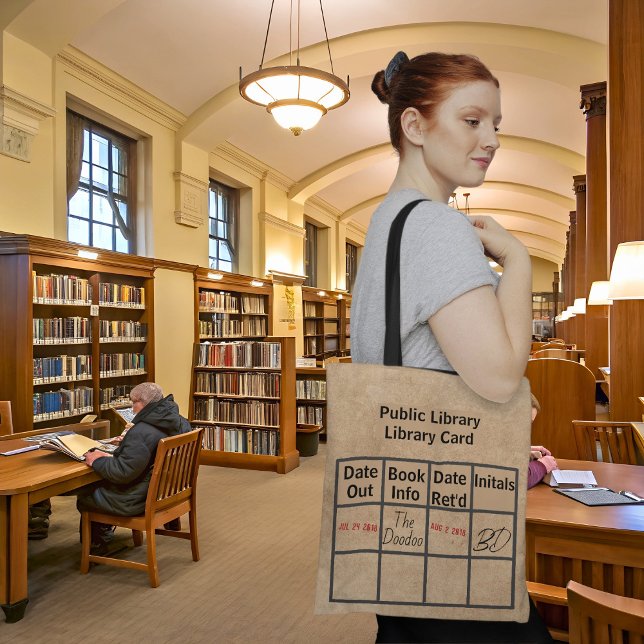 Bolsa Tote Cartão de biblioteca antigo (Criador carregado)