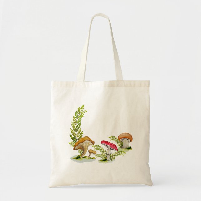 Bolsa Tote Cartão de caneca de café com forma de cogumelo (Frente)