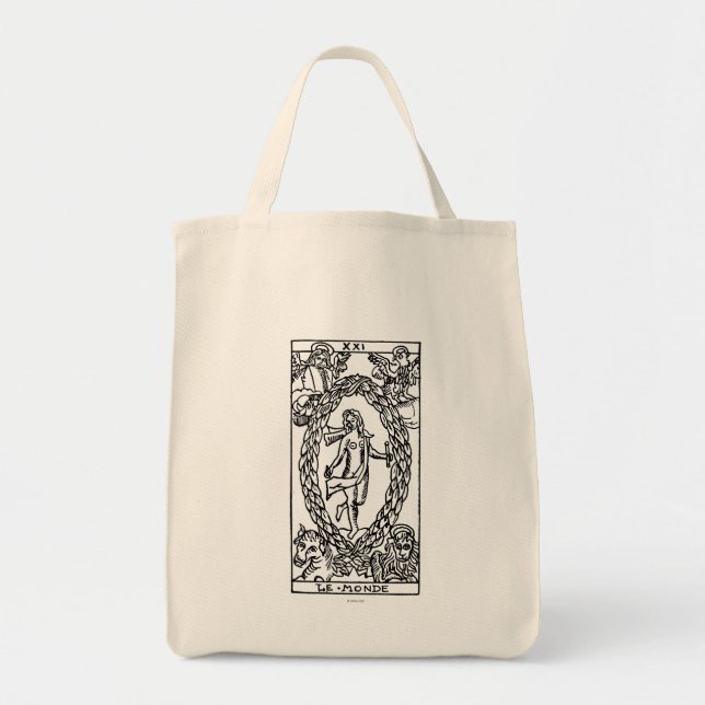 Bolsa Tote Cartão de Tarot: O mundo (Frente)