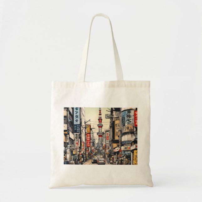 Bolsa Tote Cartão Postal de Tóquio (2) (Frente)