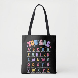 Bolsa Tote Cartas Alfabeto Aprender ABCs Menina Lendo Profes