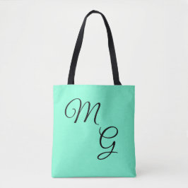 Bolsa Tote Cartas de Graça: Preto em Mint Green