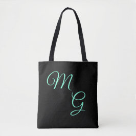 Bolsa Tote Cartas de Grace Mint Green sobre Preto