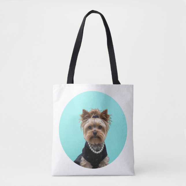 Bolsa Tote Cartaz de Café da Manhã Clássico Yorkshire Terrier (Frente)