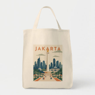 Bolsa Tote Cartaz de Viagem Jacarta Indonésia