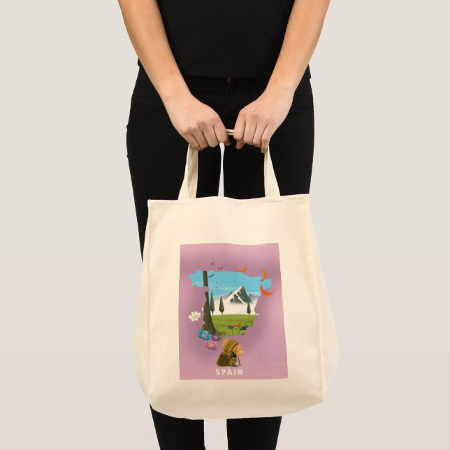 Bolsa Tote cartaz de viagem mapa ilustrado da Espanha (Frente (produto))