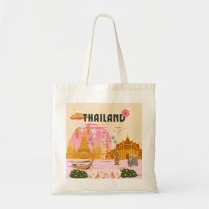 Bolsa Tote Cartaz de Viagem Retro Vintage Banguecoque Tailând