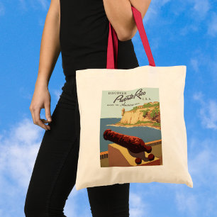 Bolsa Tote Cartaz de Viagem Vintage, Descubra Porto Rico!