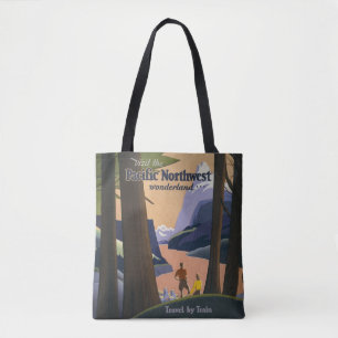 Bolsa Tote Cartaz de Viagem Vintage do Pacífico Noroeste de 1