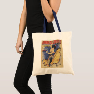 Bolsa Tote Cartaz Francês Antigo Dançarino Art Nouveau