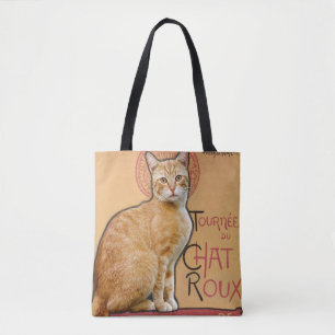 Bolsa Tote Cartaz Francês Antigo Estilo Gato Laranja