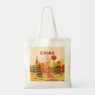 Bolsa Tote Cartaz Retro de Viagens Shanghai China