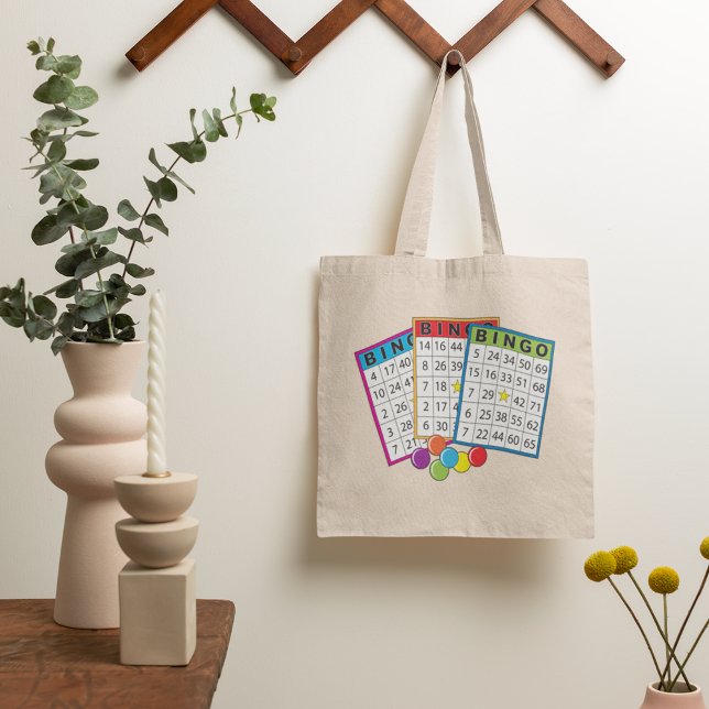 Bolsa Tote Cartões Coloridos de Jogo de Bingo com Fichas (Criador carregado)