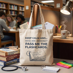 Bolsa Tote Cartões de Estudo Engraçados para Estudantes de En
