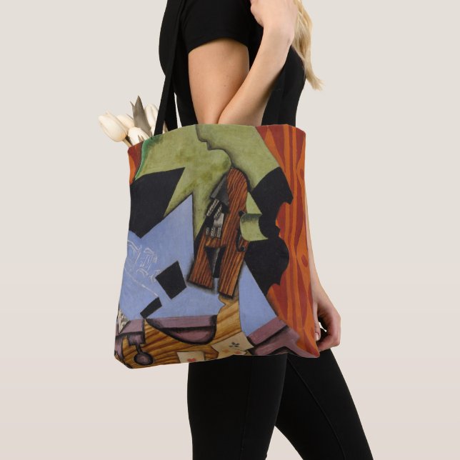 Bolsa Tote Cartões do violino e de jogo em uma mesa (Close Up)