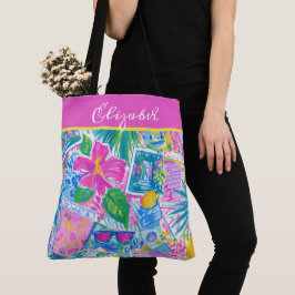 Bolsa Tote Cartões Postais de Praia Tropical Personalizados