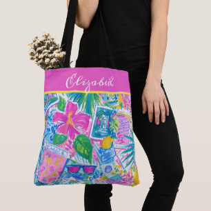 Bolsa Tote Cartões Postais de Praia Tropical Personalizados