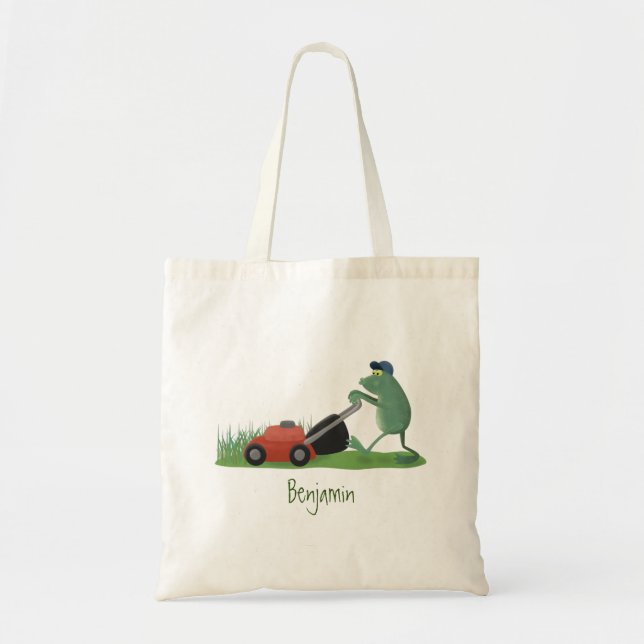 Bolsa Tote Cartografia de relva verde-sapo engraçada (Frente)