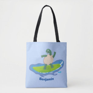 Bolsa Tote Cartografia de surf de tartaruga engraçada
