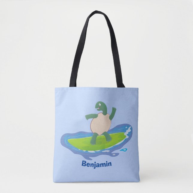 Bolsa Tote Cartografia de surf de tartaruga engraçada (Frente)