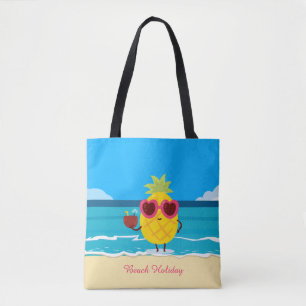 Bolsa Tote Cartografia fofinha de abacaxi cor-de-rosa-rosa-ro