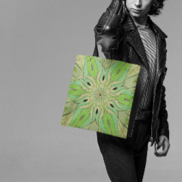 Bolsa Tote Cartografia Mandala Flor Verde e Azul