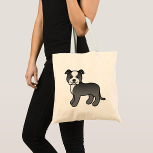 Bolsa Tote Cartografia Negra E Branca Staffordshire Bull Terr