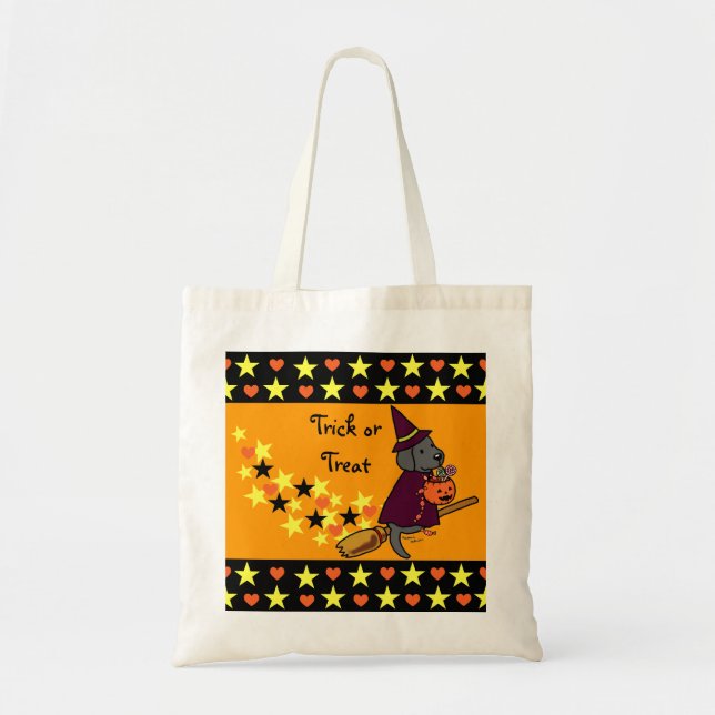 Bolsa Tote Cartoon 1 do Halloween Black Labrador (Frente)