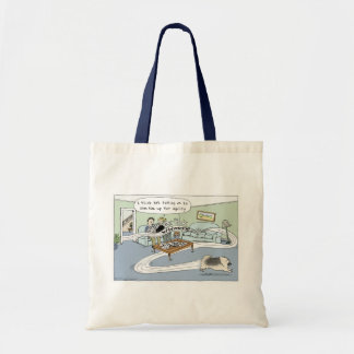 Bolsa Tote Cartoon "Agilidade na Sala" do Keeshond