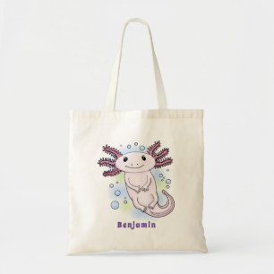Bolsa Tote Cartoon axolónico rosa adorável