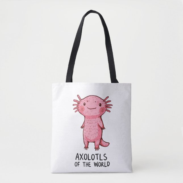 Bolsa Tote Cartoon Axolotl desenhado À Mão (Frente)