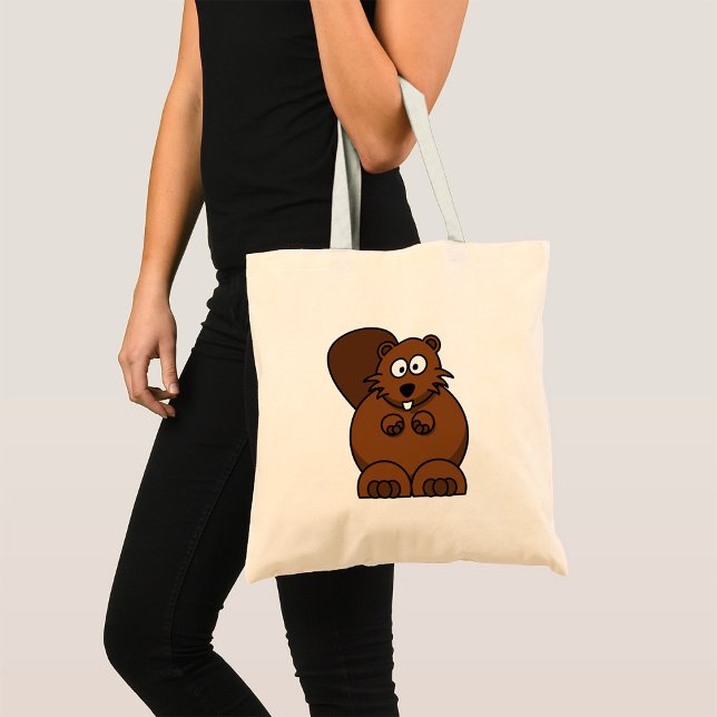 Bolsa Tote Cartoon Bonito — Castor — Floresta Engraçado (Criador carregado)