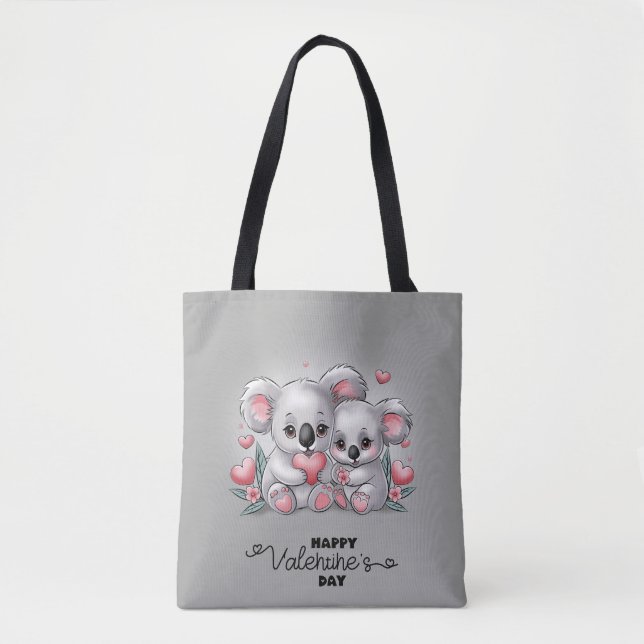 Bolsa Tote Cartoon bonito Koala abre Namorados (Frente)